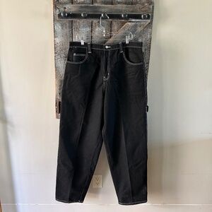 Men's Y2K Nike Air Oversize Baggy Carpenter Black Jeans w/White Stitching